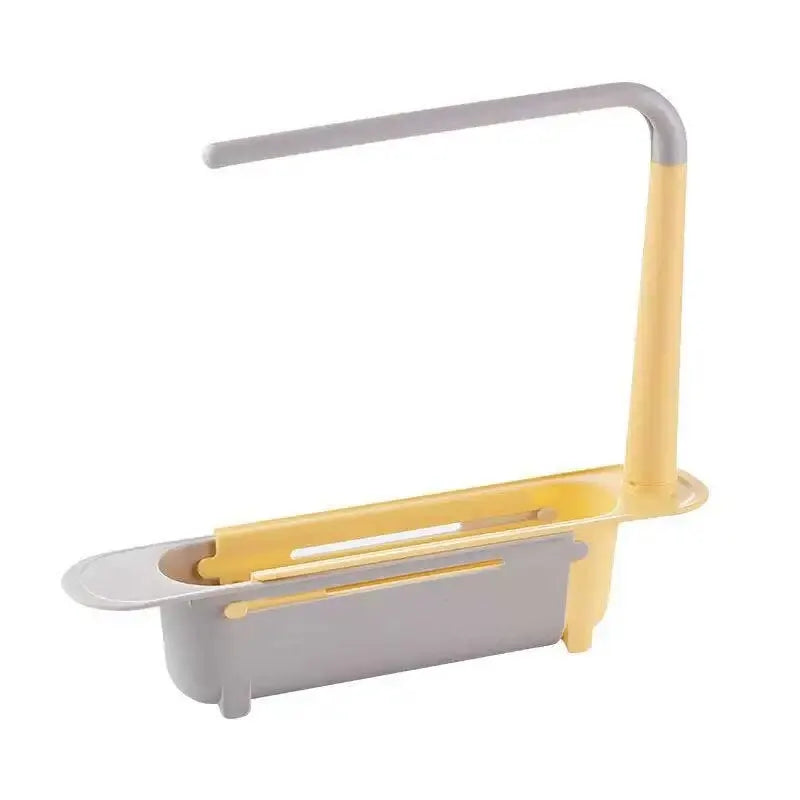 1Pc Multifunctional Telescopic Sink Storage Rack Upgraded Adjustable Sink Sponge Holder Expandable 2-In-1 for Home Kitchen