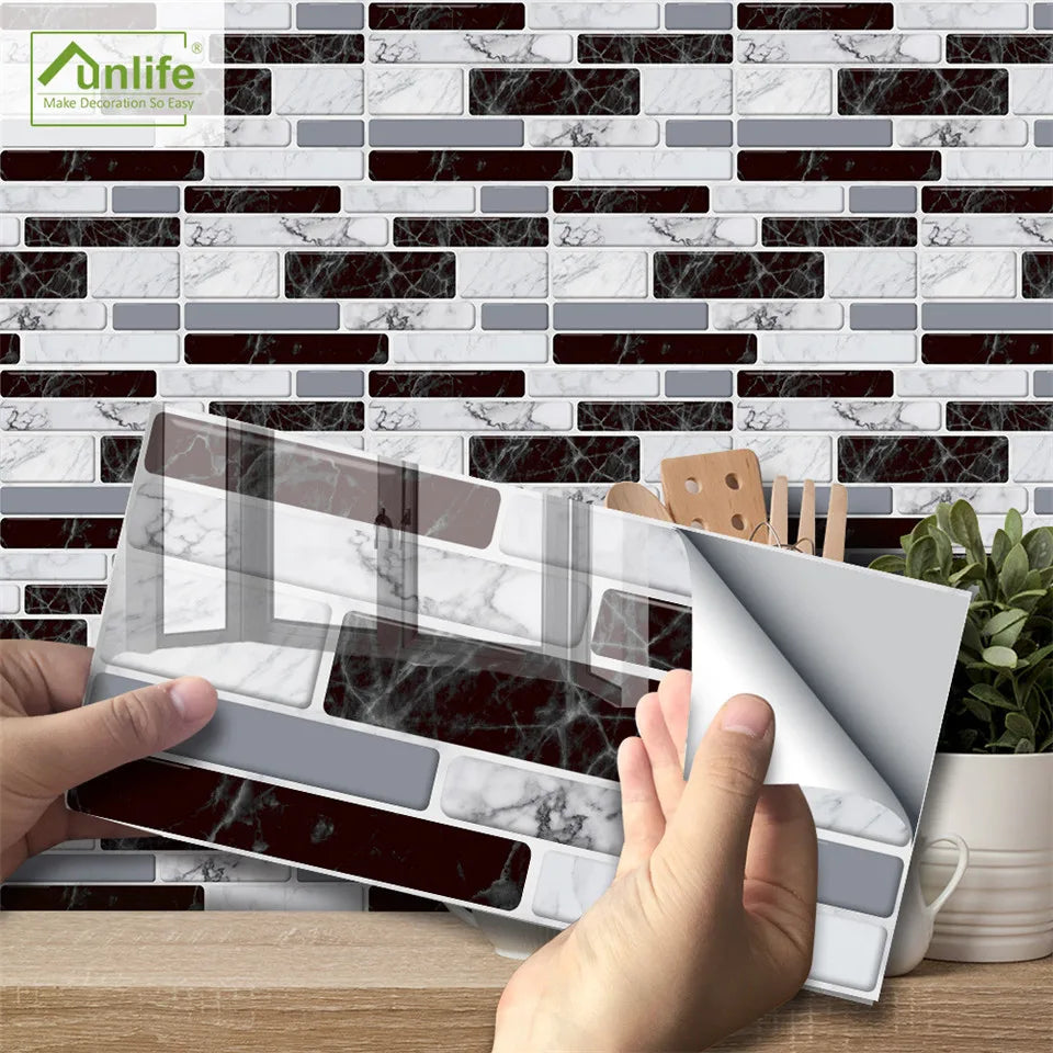 9/27/54PCS Mosaic Brick Tile Stickers for Bathroom Kitchen Wallpaper Waterproof Self-Adhesive DIY Wall Sticker Home Decor Decal