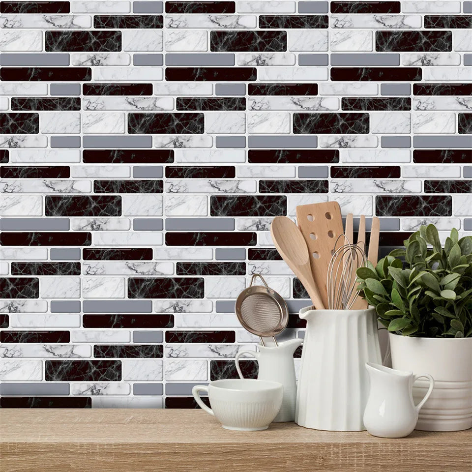9/27/54PCS Mosaic Brick Tile Stickers for Bathroom Kitchen Wallpaper Waterproof Self-Adhesive DIY Wall Sticker Home Decor Decal