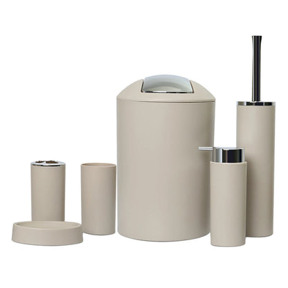 6Pcs Bathroom Accessories Set Bath Ensemble Soap Dish Trash Can Toilet Brush Necessities Kit to Keep Your Bathroom Clean