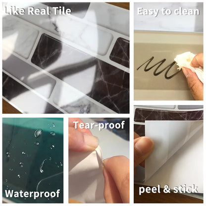 9/27/54PCS Mosaic Brick Tile Stickers for Bathroom Kitchen Wallpaper Waterproof Self-Adhesive DIY Wall Sticker Home Decor Decal