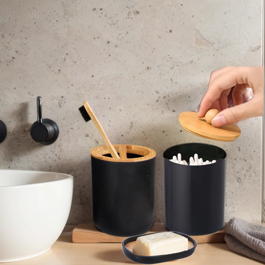 Lotion Soap Dispenser Cotton Swab & Toothbrush Holder Farmhouse Decoration Bathroom Storage Container Soap Dispenser