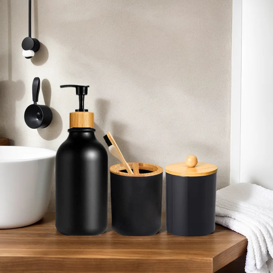 Lotion Soap Dispenser Cotton Swab & Toothbrush Holder Farmhouse Decoration Bathroom Storage Container Soap Dispenser