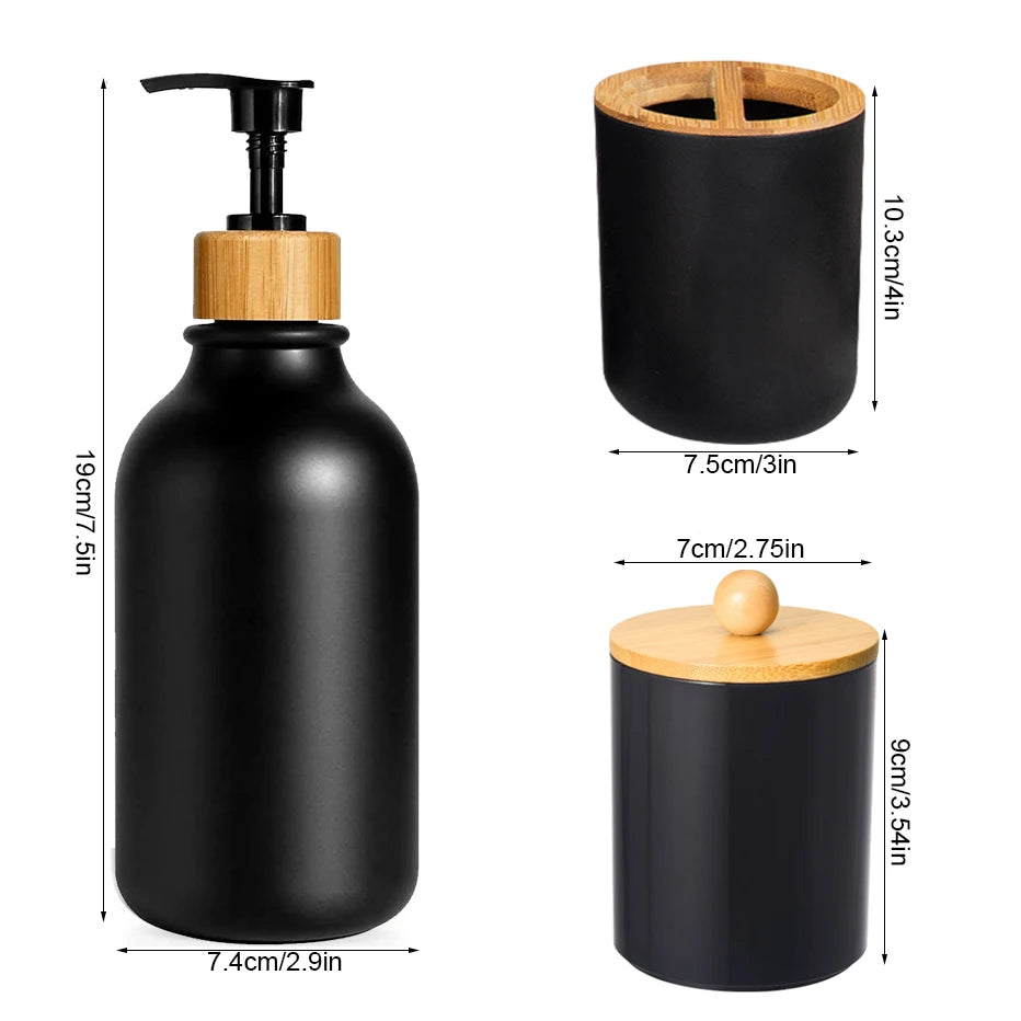 Lotion Soap Dispenser Cotton Swab & Toothbrush Holder Farmhouse Decoration Bathroom Storage Container Soap Dispenser