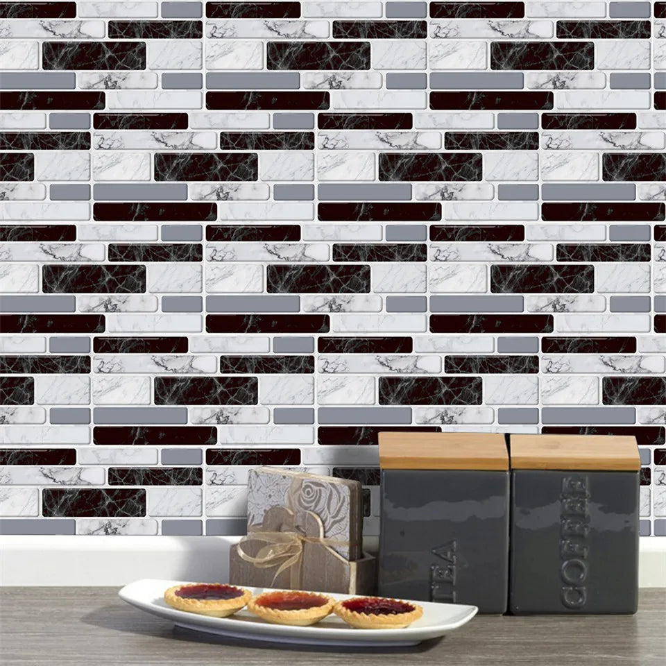 9/27/54PCS Mosaic Brick Tile Stickers for Bathroom Kitchen Wallpaper Waterproof Self-Adhesive DIY Wall Sticker Home Decor Decal