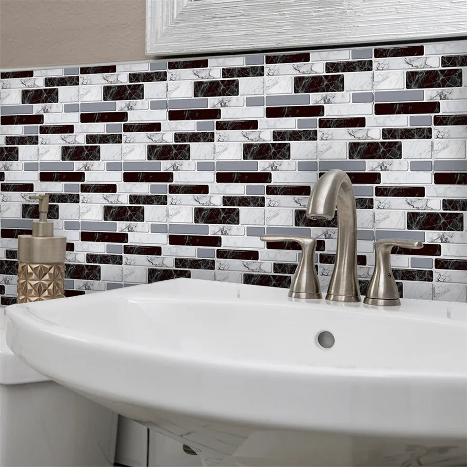 9/27/54PCS Mosaic Brick Tile Stickers for Bathroom Kitchen Wallpaper Waterproof Self-Adhesive DIY Wall Sticker Home Decor Decal